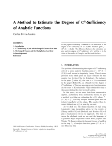 A Method to Estimate the Degree of -Sufficiency of Analytic Functions C