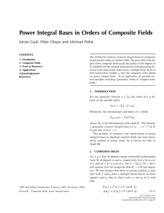 Power Integral Bases in Orders of Composite Fields CONTENTS