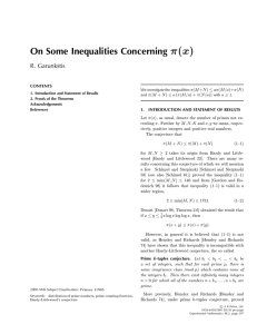 π(x) On Some Inequalities Concerning R. Garunk stis