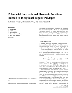 Polynomial Invariants and Harmonic Functions Related to Exceptional Regular Polytopes CONTENTS