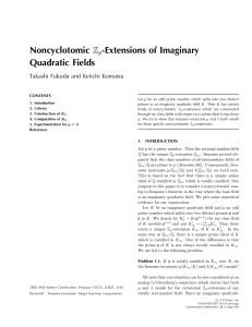 Noncyclotomic -Extensions of Imaginary Quadratic Fields Z