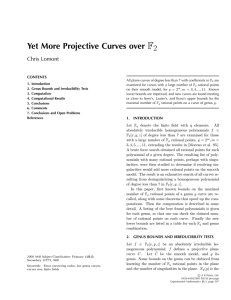 F Yet More Projective Curves over 2 Chris Lomont