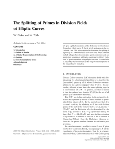 The Splitting of Primes in Division Fields of Elliptic Curves