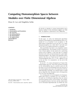 Computing Homomorphism Spaces between Modules over Finite Dimensional Algebras CONTENTS