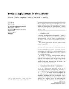 Product Replacement in the Monster CONTENTS