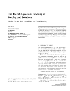 The Riccati Equation: Pinching of Forcing and Solutions CONTENTS