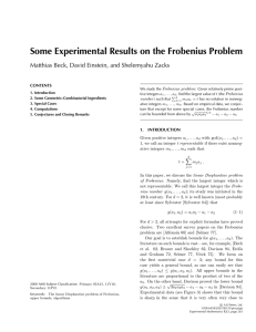 Some Experimental Results on the Frobenius Problem CONTENTS Frobenius problem