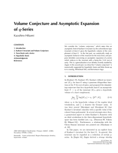 Volume Conjecture and Asymptotic Expansion of -Series q