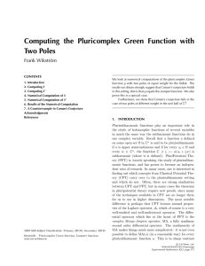 Computing the Pluricomplex Green Function with Two Poles Frank Wikström CONTENTS