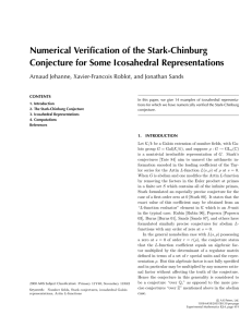 Numerical Veriﬁcation of the Stark-Chinburg Conjecture for Some Icosahedral Representations CONTENTS