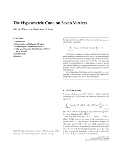 The Hypermetric Cone on Seven Vertices Michel Deza and Mathieu Dutour CONTENTS