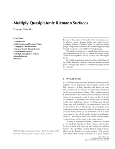 Multiply Quasiplatonic Riemann Surfaces Ernesto Girondo CONTENTS