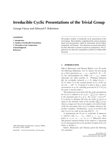 Irreducible Cyclic Presentations of the Trivial Group CONTENTS