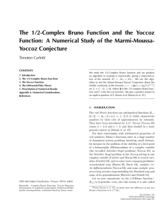 The 1/2-Complex Bruno Function and the Yoccoz Yoccoz Conjecture
