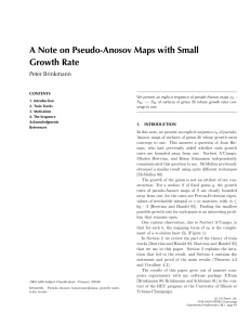 A Note on Pseudo-Anosov Maps with Small Growth Rate Peter Brinkmann CONTENTS