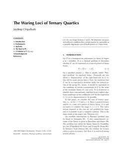 The Waring Loci of Ternary Quartics Jaydeep Chipalkatti CONTENTS s