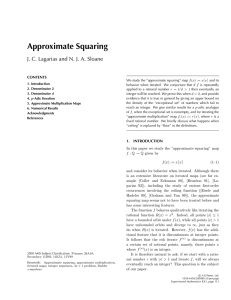 Approximate Squaring J. C. Lagarias and N. J. A. Sloane CONTENTS f