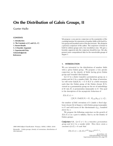 On the Distribution of Galois Groups, II Gunter Malle CONTENTS