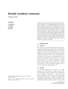 Periodic Geodesics Generator Anders Linnér CONTENTS