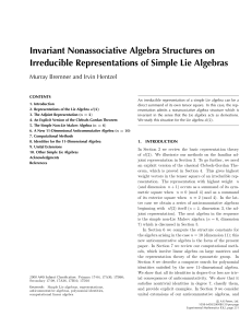 Invariant Nonassociative Algebra Structures on Irreducible Representations of Simple Lie Algebras CONTENTS