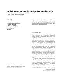 Explicit Presentations for Exceptional Braid Groups David Bessis and Jean Michel CONTENTS