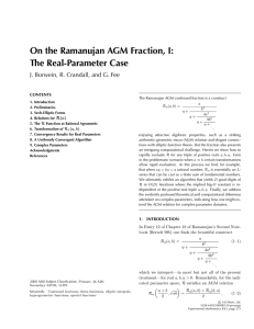 On the Ramanujan AGM Fraction, I: The Real-Parameter Case CONTENTS