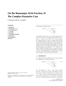 On the Ramanujan AGM Fraction, II: The Complex-Parameter Case CONTENTS