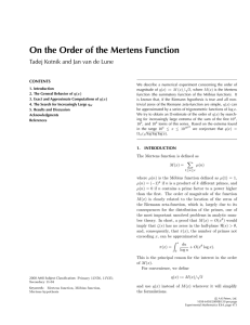 On the Order of the Mertens Function CONTENTS