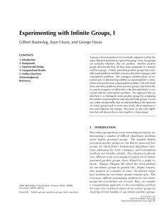 Experimenting with Inﬁnite Groups, I CONTENTS
