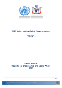 2015 United Nations Public Service Awards Winners United Nations
