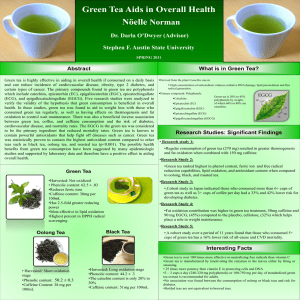 Green Tea Aids in Overall Health Nöelle Norman Dr. Darla O’Dwyer (Advisor)