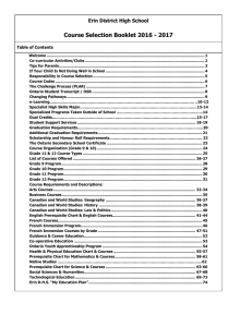 Course Selection Booklet 2016 - 2017 Erin District High School