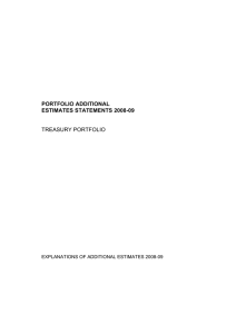 PORTFOLIO ADDITIONAL ESTIMATES STATEMENTS 2008-09 TREASURY PORTFOLIO