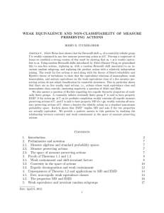 WEAK EQUIVALENCE AND NON-CLASSIFIABILITY OF MEASURE PRESERVING ACTIONS