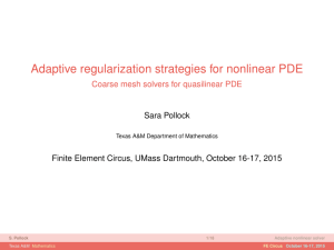 Adaptive regularization strategies for nonlinear PDE Sara Pollock