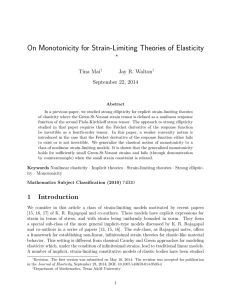 On Monotonicity for Strain-Limiting Theories of Elasticity ∗ Tina Mai Jay R. Walton