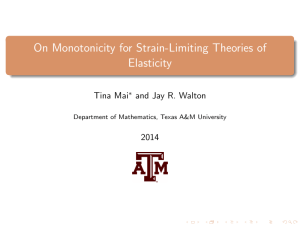 On Monotonicity for Strain-Limiting Theories of Elasticity Tina Mai and Jay R. Walton