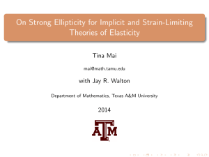 On Strong Ellipticity for Implicit and Strain-Limiting Theories of Elasticity Tina Mai