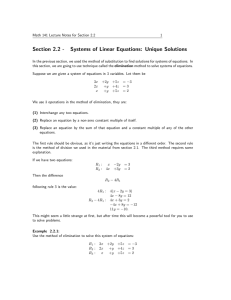 Section 2.2 - Systems of Linear Equations: Unique Solutions