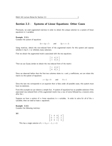 Section 2.3 - Systems of Linear Equations: Other Cases