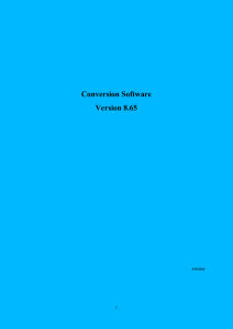 Conversion Software Version 8.65 1