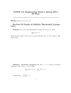 MATH 151 Engineering Math I, Spring 2014 JD Kim totes