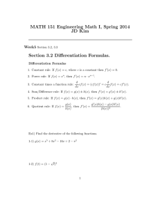 MATH 151 Engineering Math I, Spring 2014 JD Kim Week5