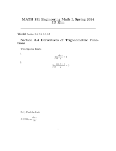 MATH 151 Engineering Math I, Spring 2014 JD Kim tions