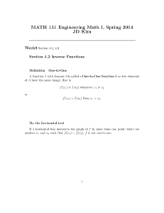 MATH 151 Engineering Math I, Spring 2014 JD Kim Week9