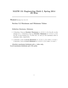 MATH 151 Engineering Math I, Spring 2014 JD Kim Week12