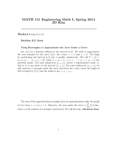 MATH 151 Engineering Math I, Spring 2014 JD Kim Week14 Section 6.2 Area