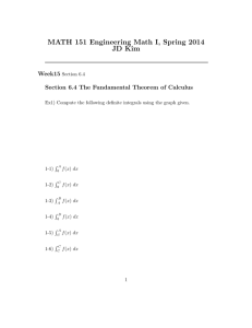 MATH 151 Engineering Math I, Spring 2014 JD Kim Week15