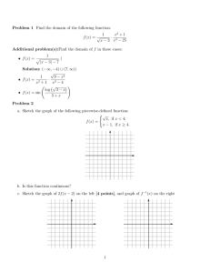 Problem 1 Find the domain of the following function: 1 x + 1