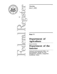 Department of Agriculture Department of the Interior